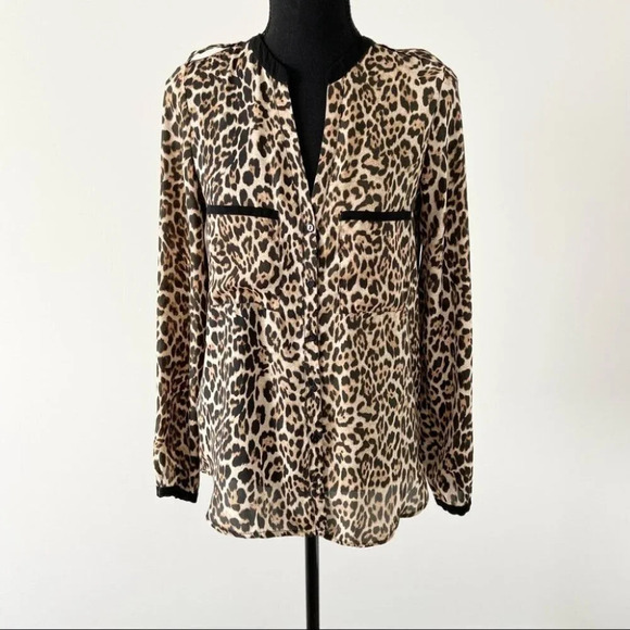 Zara  Leopard Print Button Down Blouse - Picture 1 of 16